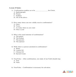 Confirmation - Activity - Grade 3-5
